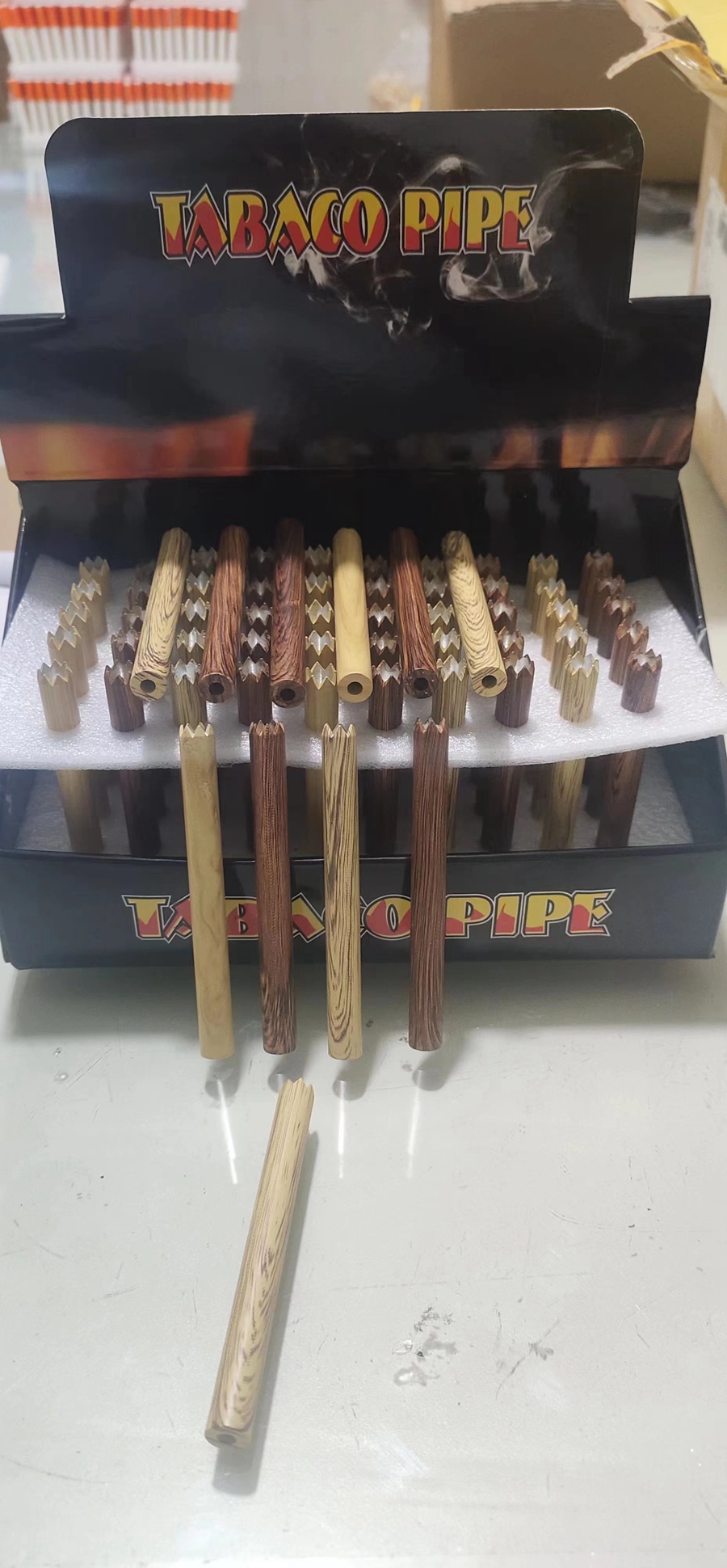 

100 Pcs/lot Cigarette Shape Smoking Pipes SawtoothShape Wood Grain Metal Pipe One Hitter Bat for Tobacco Herb Tools Accessories