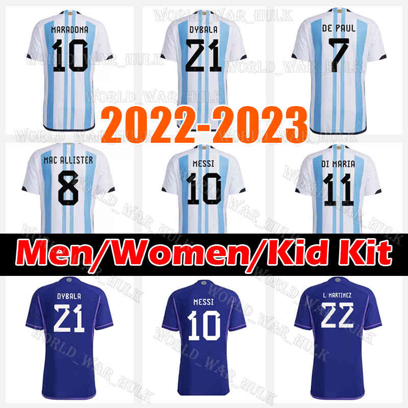 

2022 Argentina soccer Jerseys MESSIS ROMERO DYBALA Fans player version MARTINEZ Maradona di maria 22 23 football shirt Camisetas de futbol Men Kids kit sets uniforms, Kid kit 2022 jersey(a gen ting)