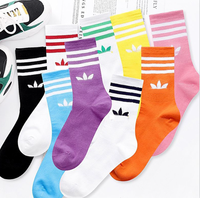 

Clover Socks Men and Women Autumn Three Bars Pure Cotton Stretch Long Tube Students' Socks Individual Breathable Athletic Sock, Black