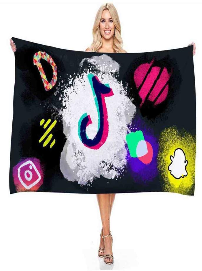 

15075cm Tik Tok Letters Printed Kids Blanket Summer Tiktok Children039s Grils Beach Towel Home Bath Long Towels Blankets Whole4881490, 01