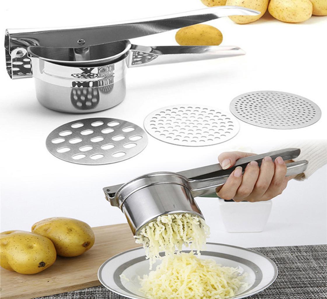 

Fruit Vegetable Tools Potato Mashers Ricers Kitchen Cooking Stainless Steel Pressure Mud Puree Press Maker Garlic Presser 221104