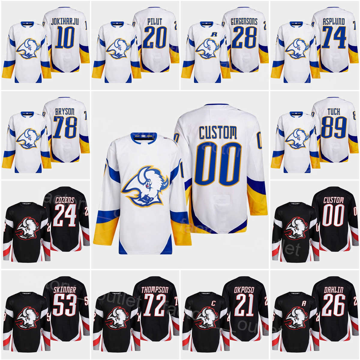

Buffalo Hockey Sabre 21 Kyle Okposo Jerseys 2022-23 Reverse Retro Dylan Cozens 89 Alex Tuch Tage Thompson Rasmus Dahlin Jeff Skinner Victor Olofsson Matthew Savoie, White