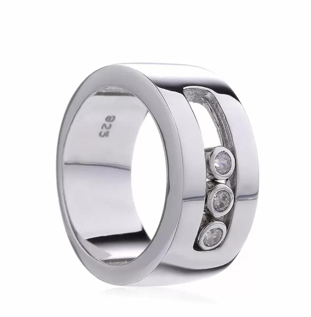 

100 925 Sterling Silver Three Zircon Ring Light Luxury Brand Mesika High Jewelry Ladies Whole2896960