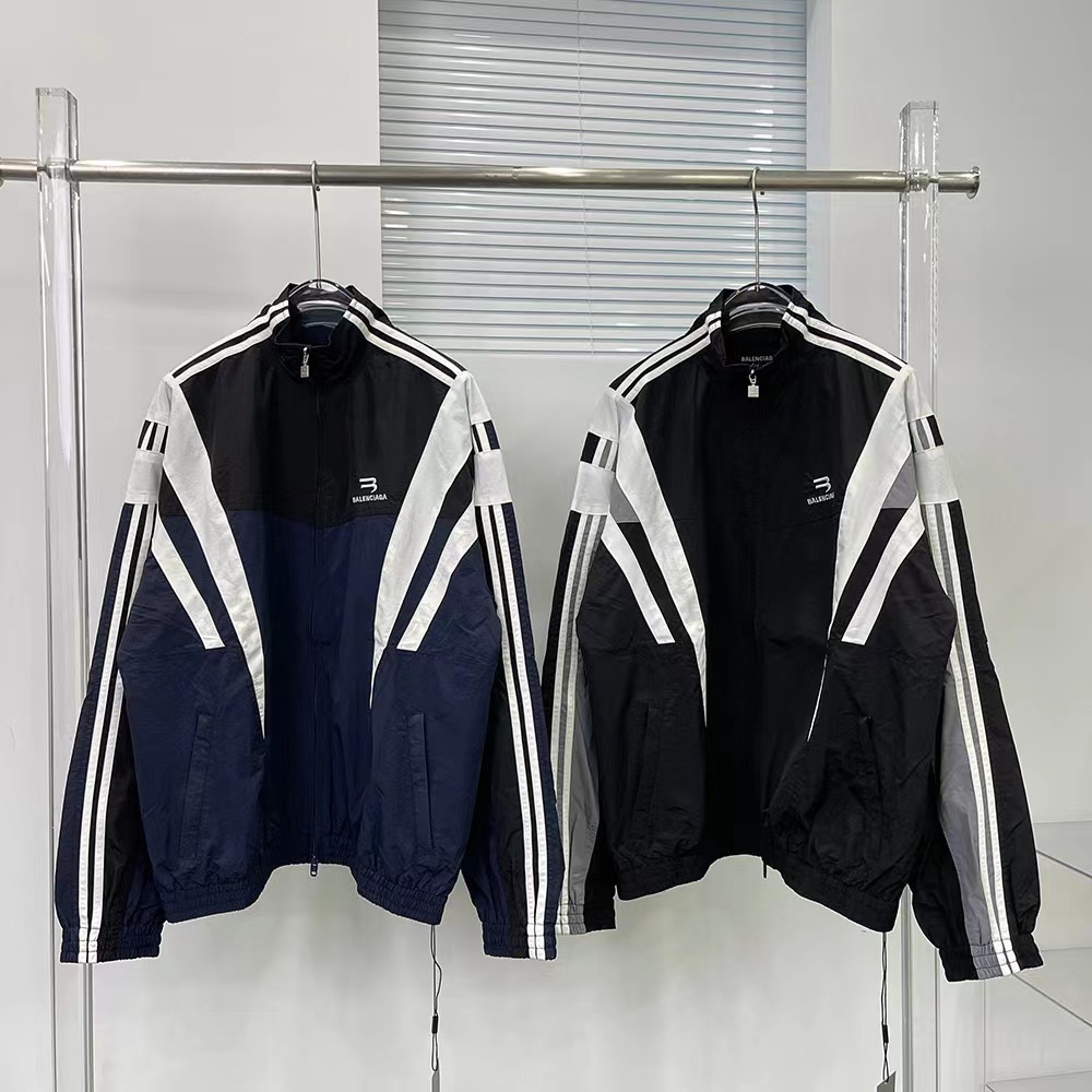 Dupe Balenciaga Zipper Parkas and Pants Fashion Clothing M-XL Tracksuits Embroidery Logo Color Contrast With Dust Opp Bag-image-725619753