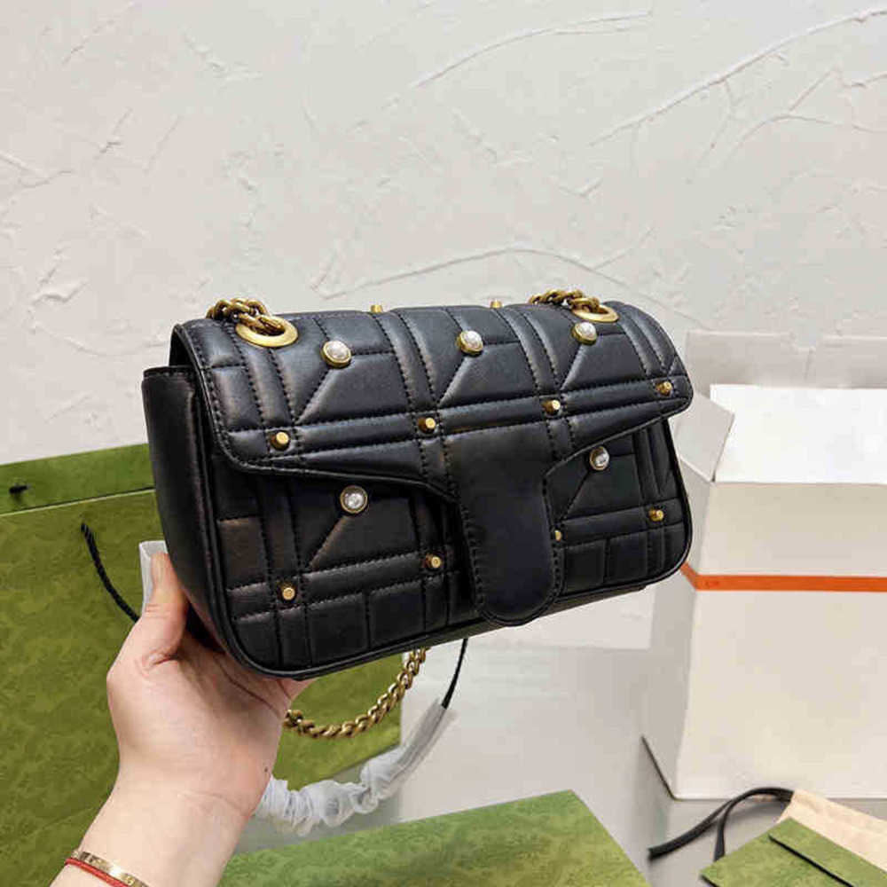 

Evening Bags designer bags pearl shoulder bag women chain handbag Luxury Leather High Quality classic female crossbody wallet 220831, Gbag black