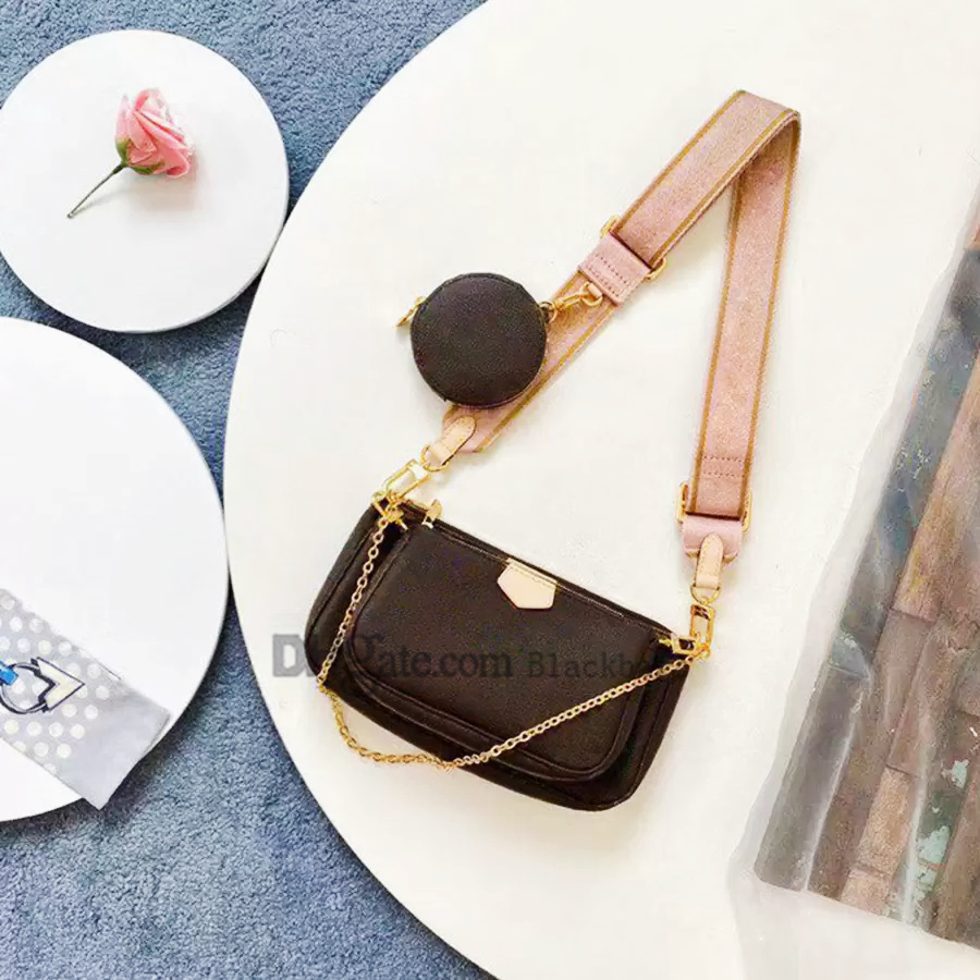 

10A Mirror quality MULTI POCHETTE ACCESSOIRES Designer Composite Bag M44813 Genuine Leather Shoulder Bags Fashion Crossbody Bags With Box, Pink