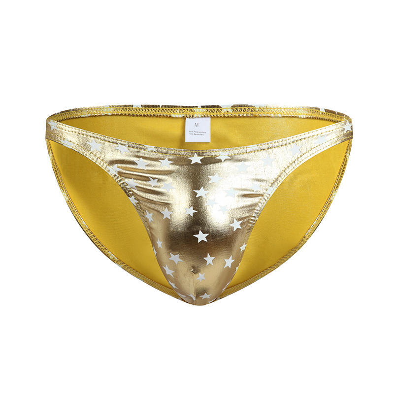 Underpants Men's Briefs Sexy Printed Leather Gay Underwear Men Low Waist Panties Jockstrap U Convex Erotic Underpants-image-821795362