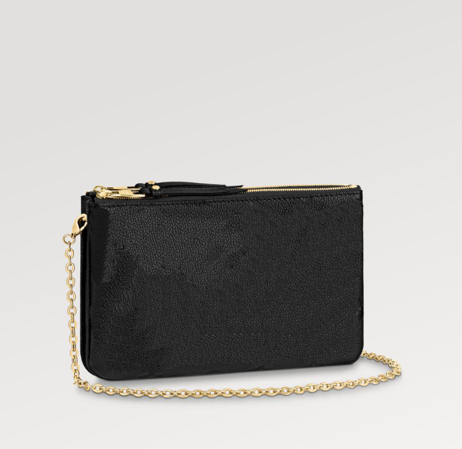 

Double Zip Pochette bags Monograms Empreinte Giant Reverse Embossed handbag Versatile Shoulder Cross body Designer Two Zipped Wallets Pocket M69203 M80787, Black embossed