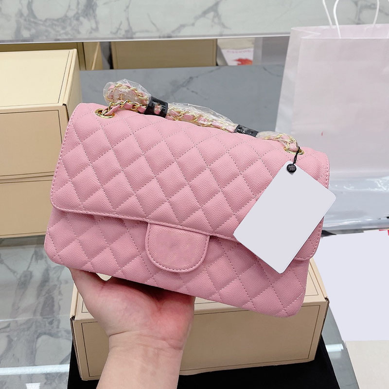 

CC Bags Luxury Brand Shoulder Bags Womens Classic Double Flap Calfskin Bags Caviar Leather Gold/Silver metal Matelasse Chain Crossbody Shoul, Box