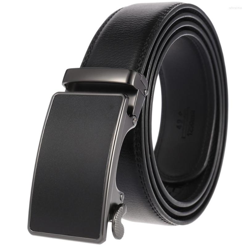 

Belts Two-layer Cowhide Belt Men Top Quality Genuine Luxury Leather For Strap Male Metal Automatic Buckle Designer, Black
