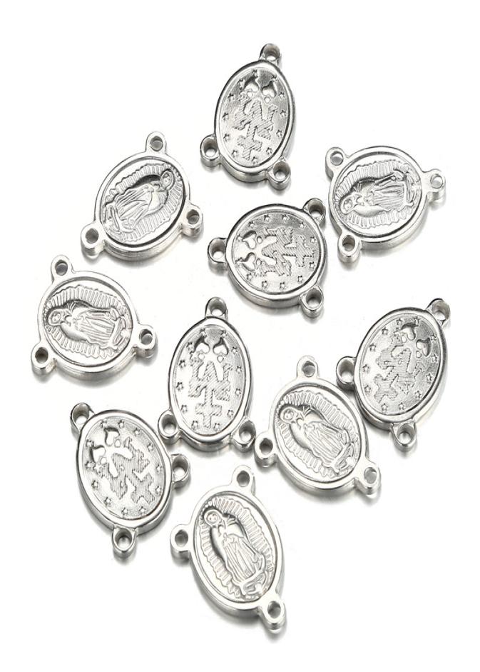

50pcslot Stainless steel Religious rosary centerpiece Modonna rosary Virgin Mary charms connectors for jewelry DIY crafts Accesso7759205