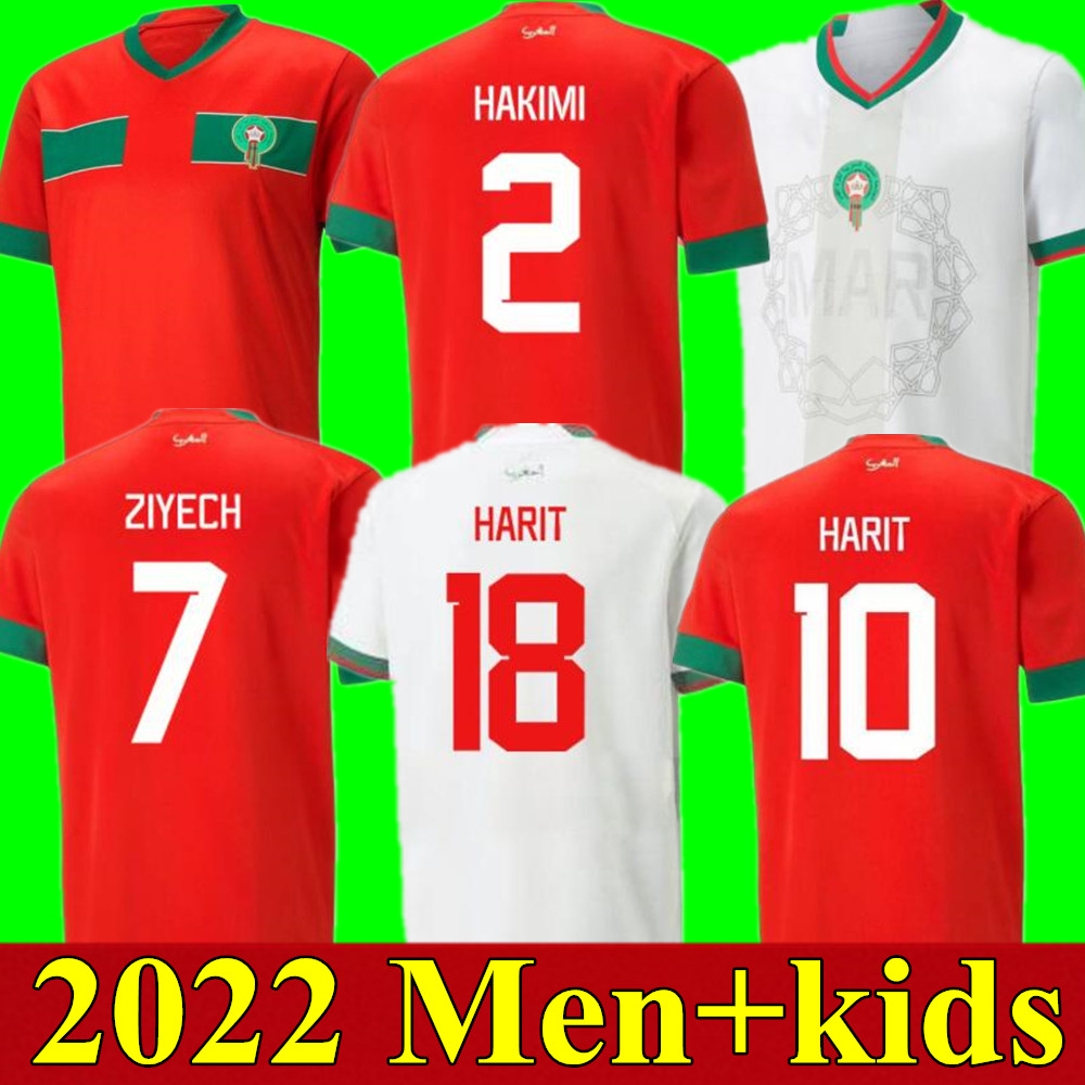 

2022 Moroccan soccer jerseys HAKIMI Maillot marocain ZIYECH EN-NESYRI football shirts men kids kit HARIT SAISS IDRISSI BOUFAL jersey Maroc national team shirt 22 23, Adult away+patch