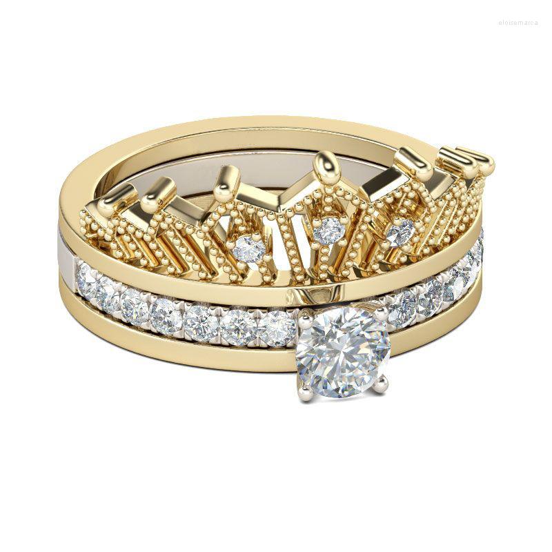 

Wedding Rings Simple Detachable Crown Ladies Ring Lovers Zircon Two-Piece Two-In-One For Women Girl Party Gifts Jewelry