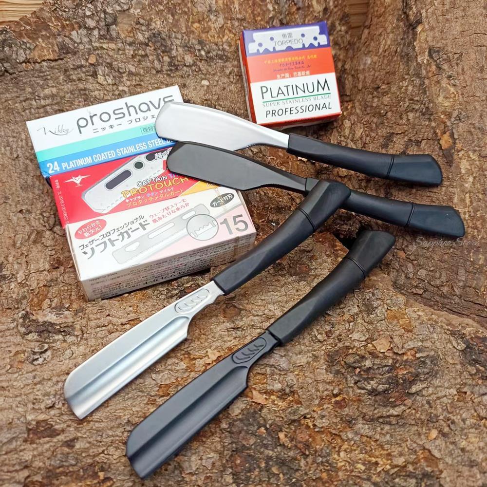 

Razors Blades 6" Silver Black Silica Gel Straight Razor For Men Women Barber Shaving Knife Spring Design Beard Face Underarm Body With Blades 221119