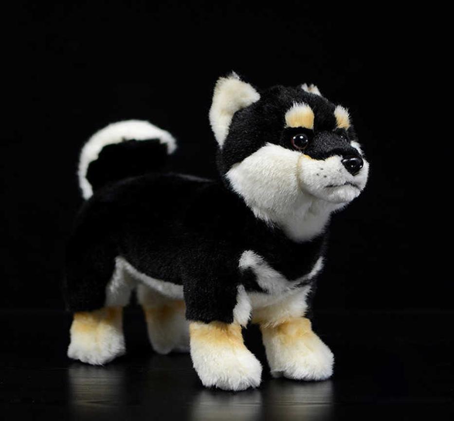 

28cm Shiba Inu Real Life Plush Standing Japanese Black Dog Pet Doll Soft Lifelike Stuffed Animal Cute Kids Toys Christmas Gifts Q02834157