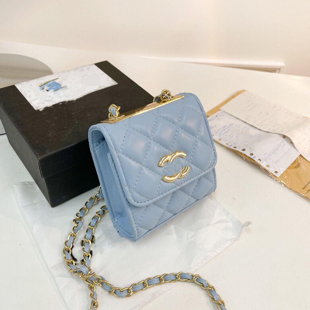 

New 2022 Luxury Designer Woman Bag Handbag WomenOne shoulder messenger Rhombic lattice Solid color square bag with Genuine Leather Original Box, Khaki