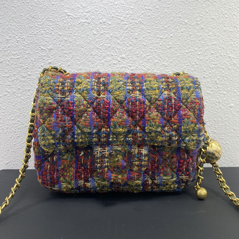 

CC Bags Luxury Brand Shoulder Bags Womens Gold Crush Ball Wool Tweed Bags Clasic Mini Flap Cosmetic Case GHW Crossbody Shoulder Vanity Handb, Box