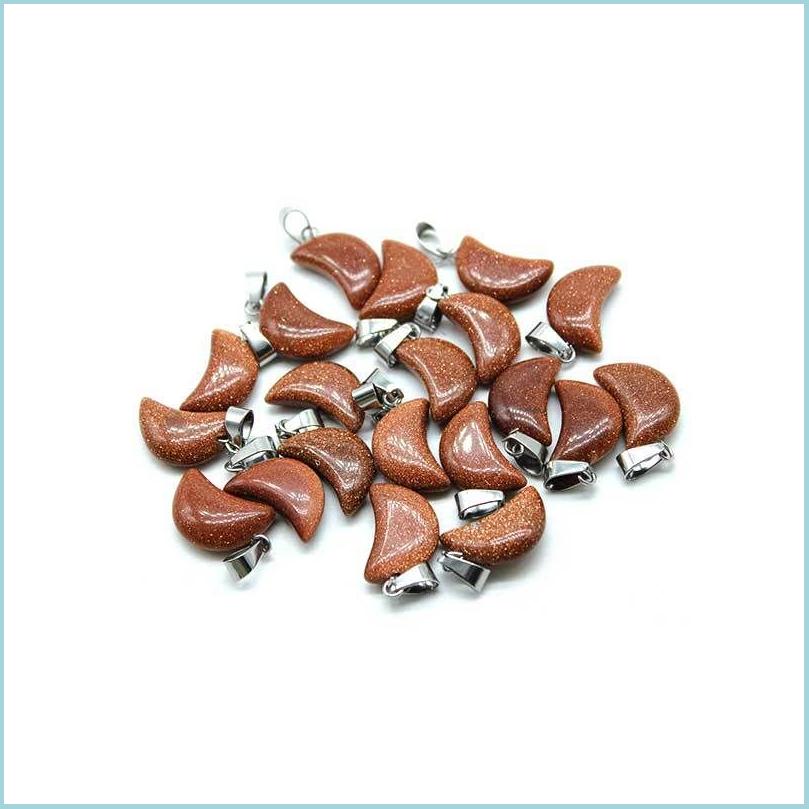 

Pendant Necklaces Wholesale Polish Color Natural Goldstone Gemstone Moon Shaped Pendant For Necklace Jewelry Decoration Drop Deliver Dhbhu