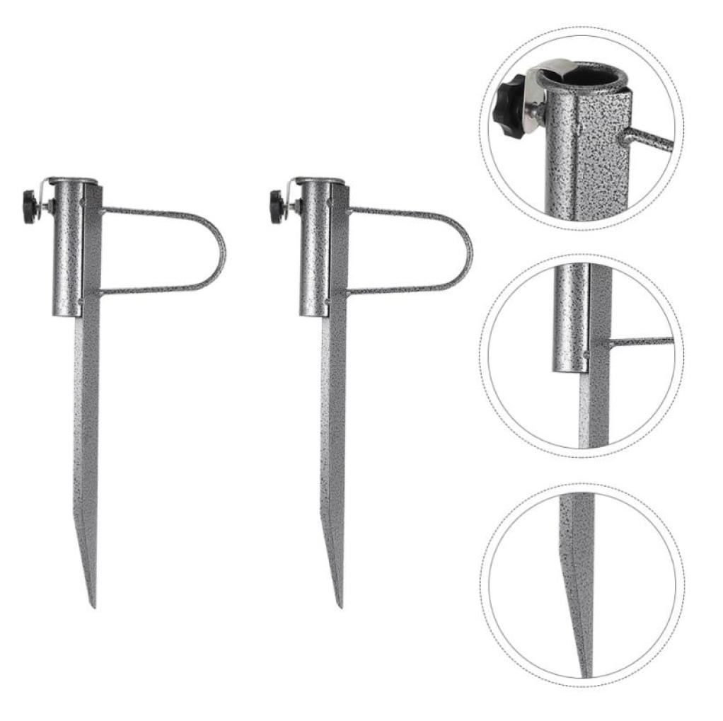 

Umbrellas 2pcs Beach Umbrella Sand Anchor Steel Holder Right Angle Stand, Silver