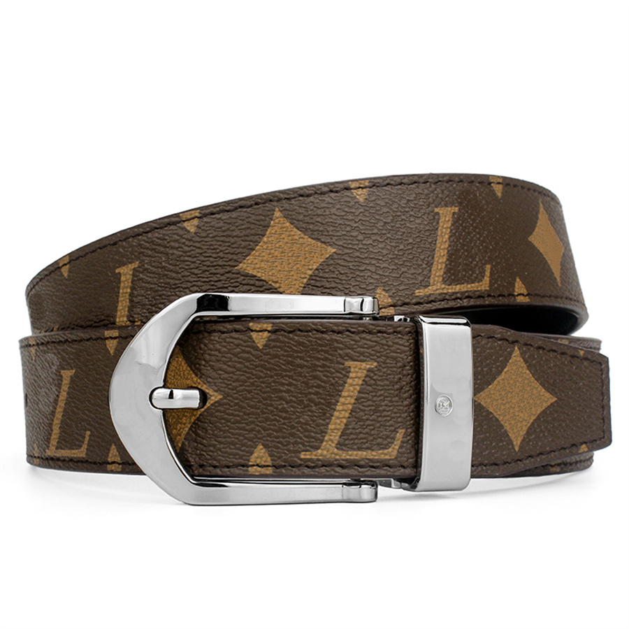 

Luxury Designers Mens Belt Old Flowers Fashion Brand Man Belts Silver Gold Smooth Pins Buckle Leather Waistband Womens Belts 3.4cm