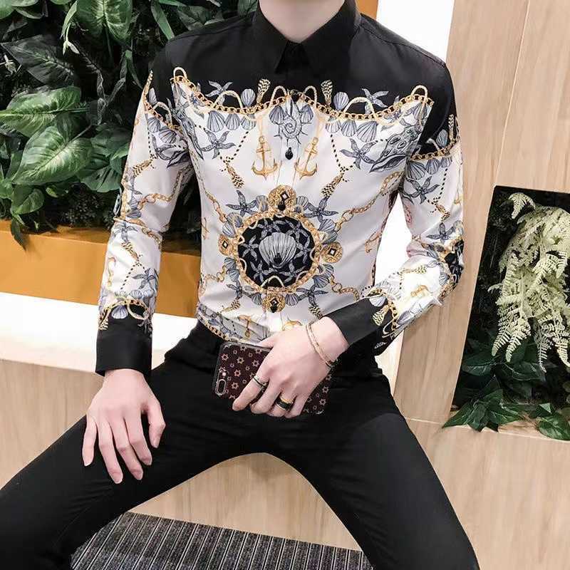 

Men's Casual Shirts Fashionable mens slim fitting printing trend Medusa Decor long sleeved shirt -3XL/4XL, Contact us more