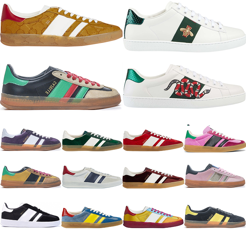 

2023 Casual Shoes Men Women Sneakers Man Woman Chaussures Leather Ace Embroidery Stripes Sports Trainers Fashion Luxurys Designers Flats Bottoms Loafers Gazelle, Shoesbox
