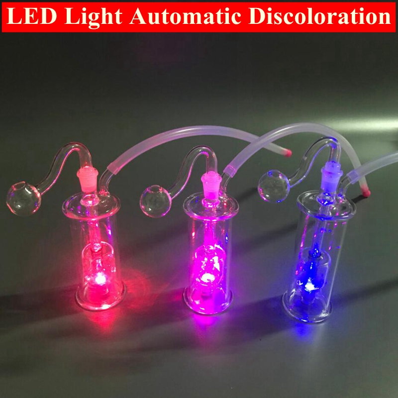 

LED Glass Oil Burner Bong Water Pipes Small Bubbler Bongs Oils Dab Rigs for Smoking Pipe Hookahs with 10mm pyrex Oil Burner and Hose