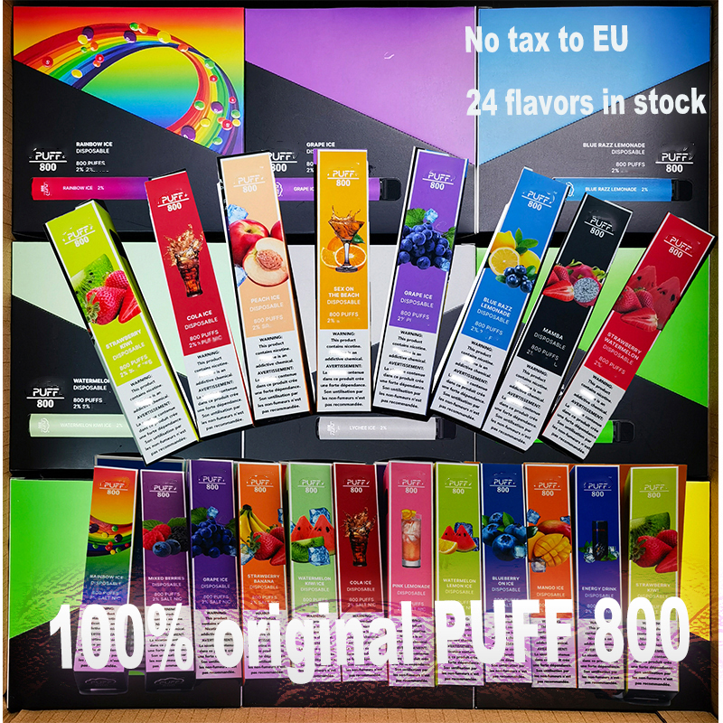 

Original PUFF 800 Puffs Disposable Vape Pod Device Kit E-cigarettes 550mAh Battery 3.2mL Prefilled Cartridge Vape Stick Vapes Pen vs 0% 2% 5%