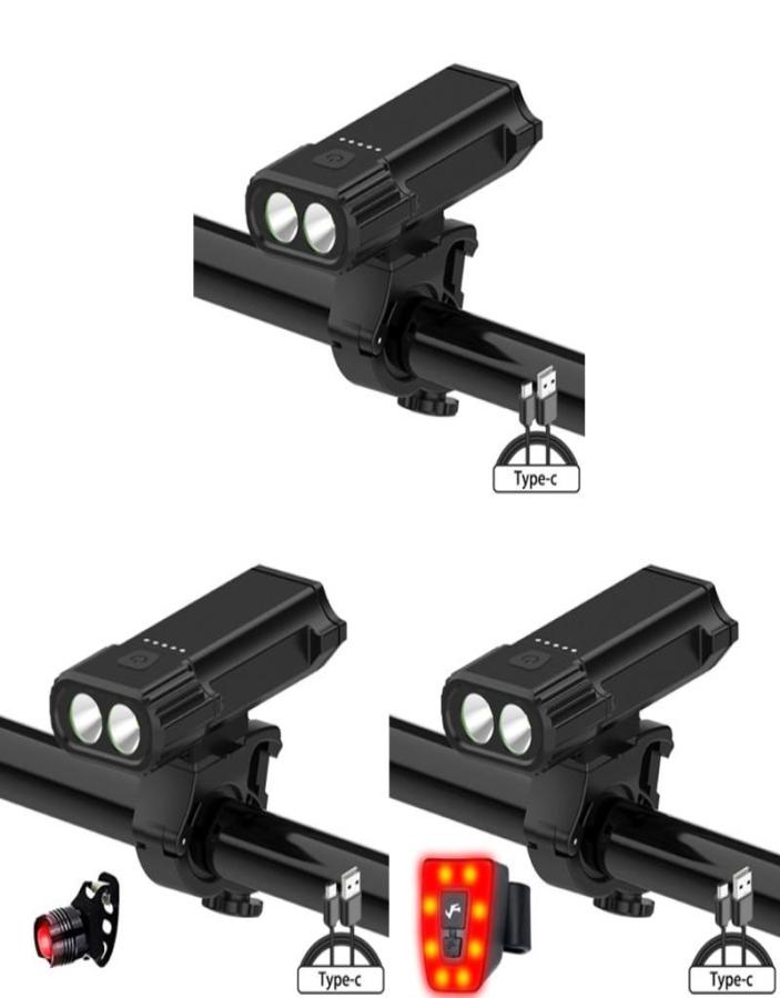 

Bike Front Lamp IP65 Waterproof LED Headlight Rear Light Taillight 2400 Lumens Super Bright USB Rechargeable Lights3651646