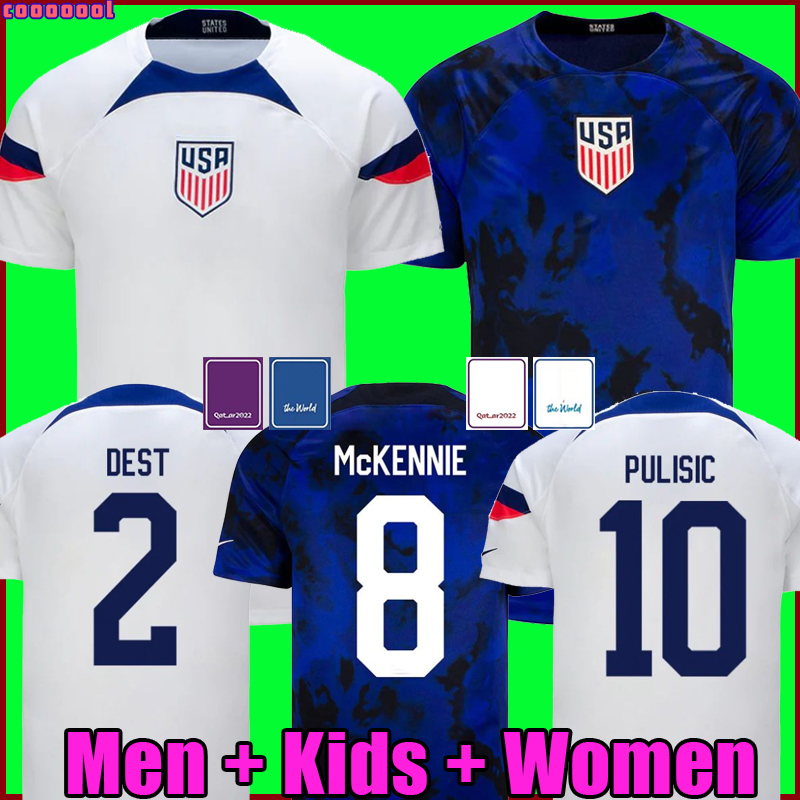 

PULISIC DEST MCKENNIE usAS Soccer Jerseys 2022 AARONSON MUSAH MORGAN LLOYD America Football Shirt United States LLETGET MEN women KIDS SETS KITS, 2022 away men + patch