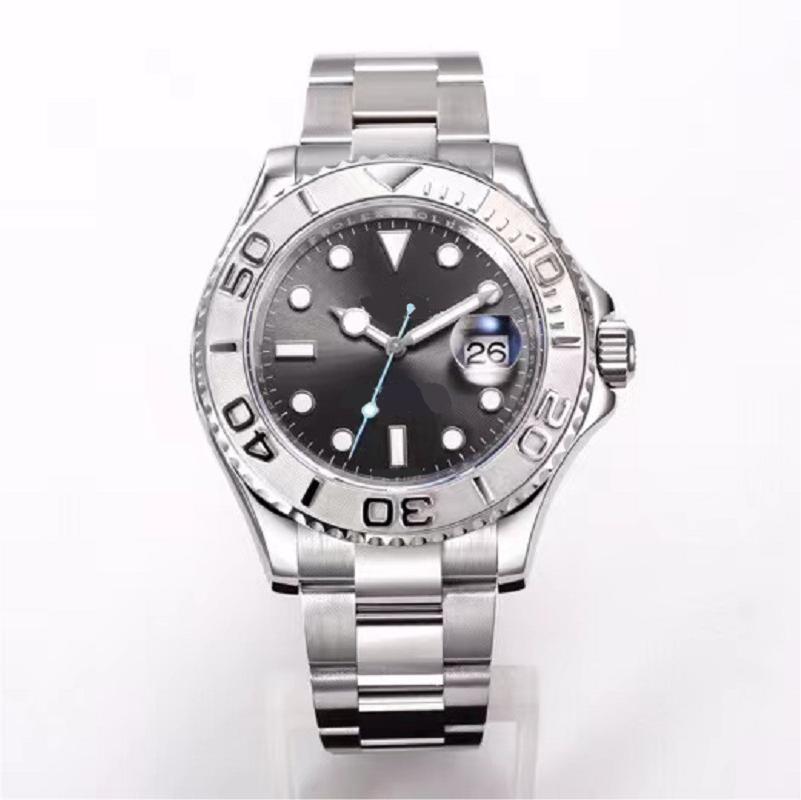 

Automatic watch top brand watches for men 18k white gold gray dial YaChtMaster 2 sport diving wristwatch boyfriend gift 904l bracelet rubber strap role, Box