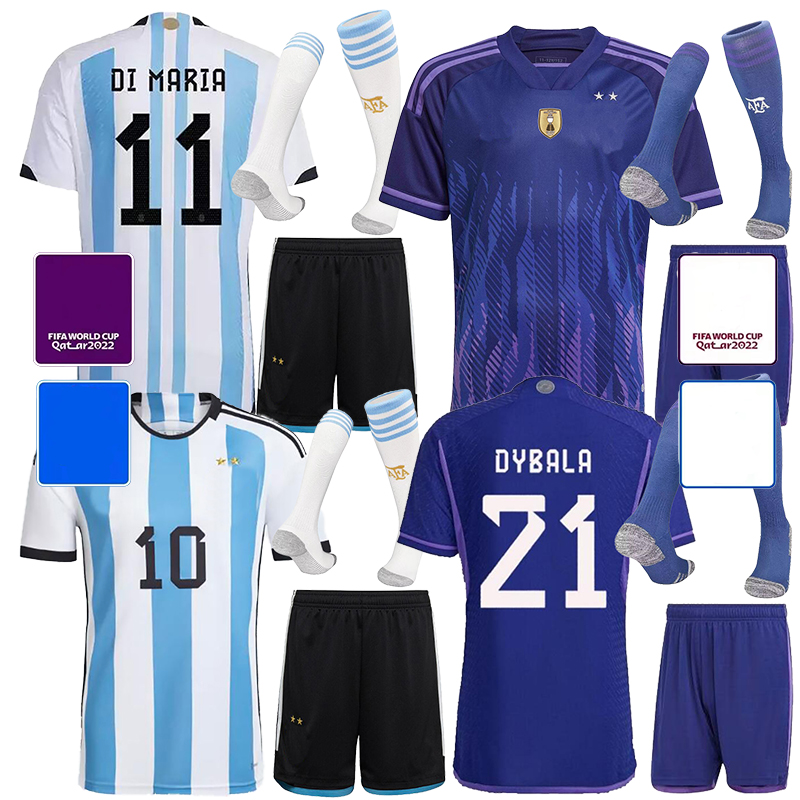 

Fans Version Argentina Soccer Jersey 22 23 Home Away 1986 Football Shirts 2022 MESSIS DYBALA DE PAUL DI MARIA National Team MARADONA Men suit with Socks uniforms, Red