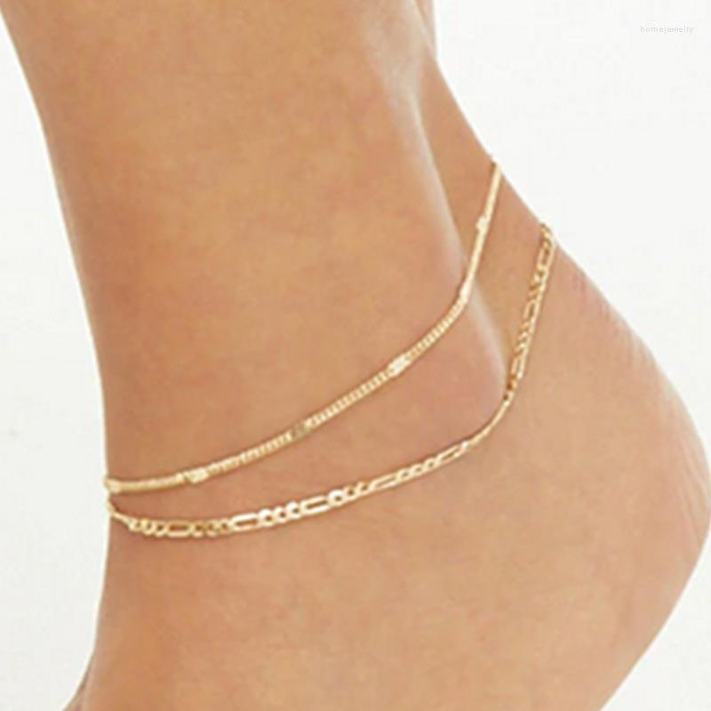 

Anklets 2022 Designer Original 2 Layer Metal Personality Anklet Bohemian Trend Foot Jewelry Factory Wholesale