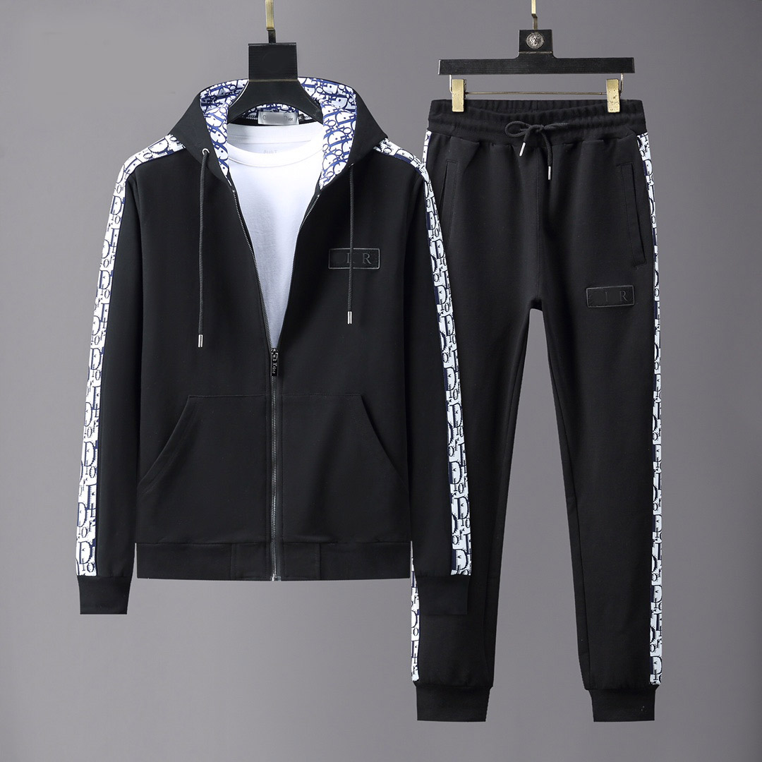 

Men Women tracksuits two pieces set jacket pants with letters and strips printed #M-3XL 06