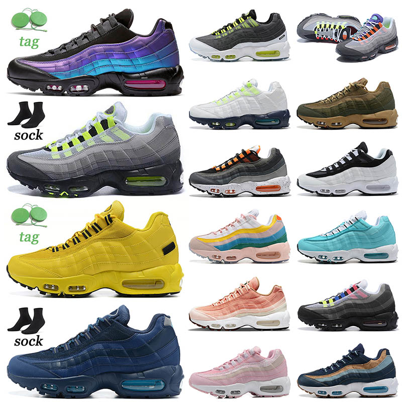 

Outdoor Running Shoes Mens Trainers Sneakers Triple Black White Airs Neon Midnight Navy Solar Red Glass Blue Max Smoke Grey Og 95 Men Women, A61 40-46