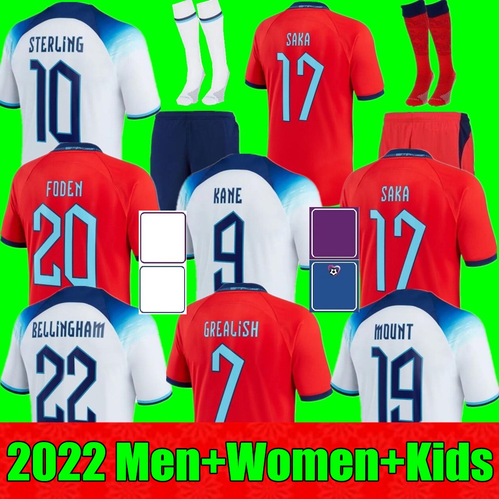 

New 2022 MEAD soccer jersey KANE STERLING RASHFORD SANCHO GREALISH MOUNT ENGLANDS FODEN SAKA 22 23 national football shirt women men kids kit sets uniform, Kids home+world cup patch