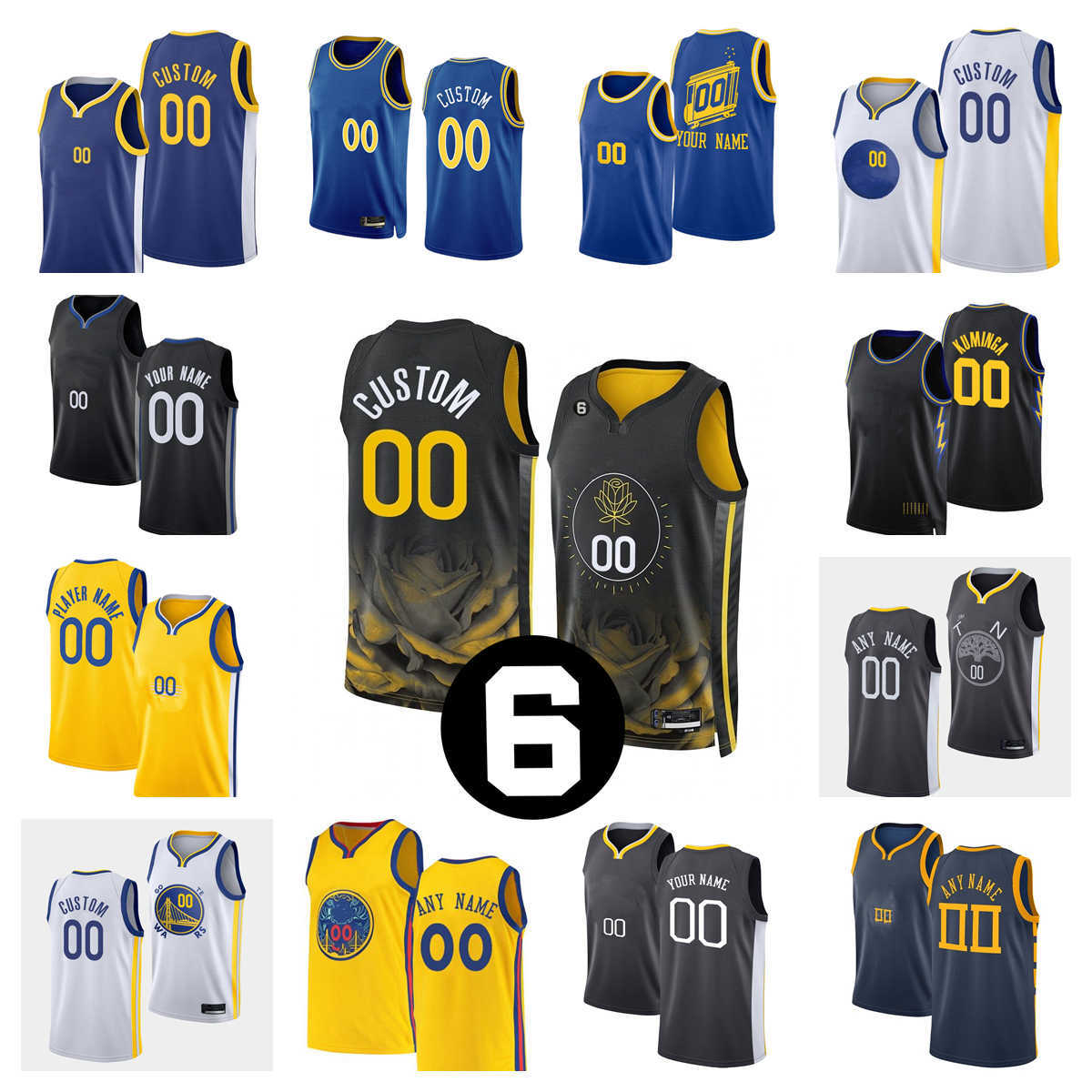 

6 Patch Custom Printed 2022-23 New Basketball Jerseys Curry Thompson Wiggins Green Wiseman Kuminga Moody Poole Green Looney Baldwin Rollins Lamb Iguodala
