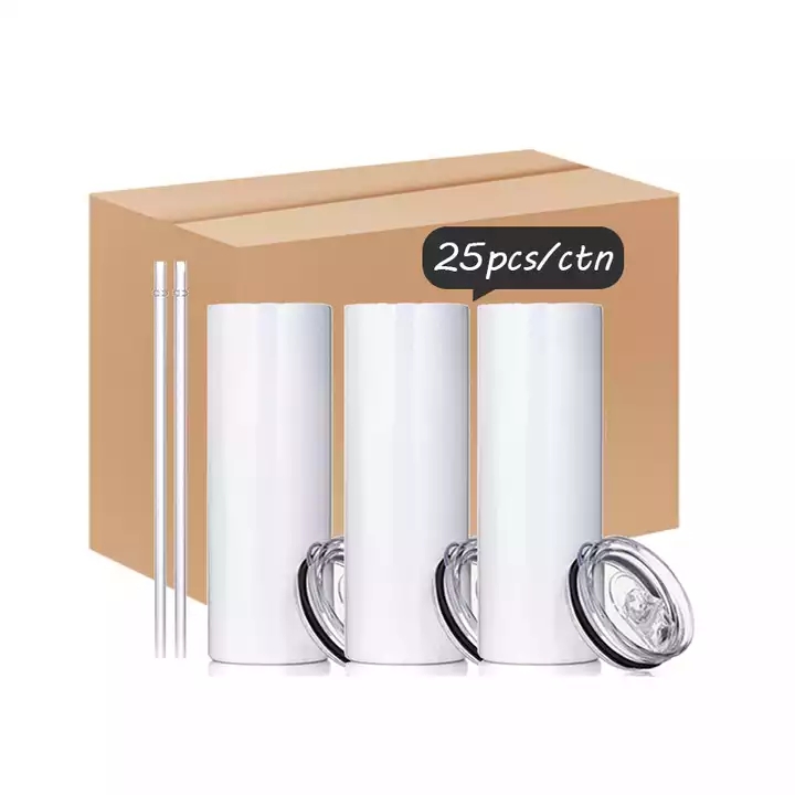 

25pc/carton USA CA Local Delivery 20oz Sublimation Stainless Steel Tumblers Double wall Car Mug With Plastic Straw And lids, Multi-color