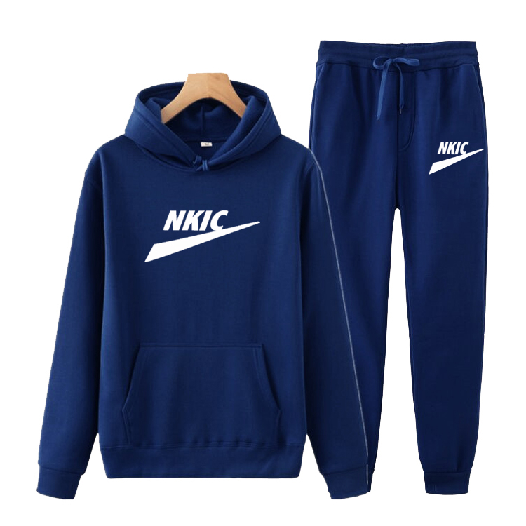 

Fashion Tracksuits Men's Long Sleeve Hoodie Sports Pants Set Pullover Sweater Tops and Jogging Pants Casual Outfit, Navy blue
