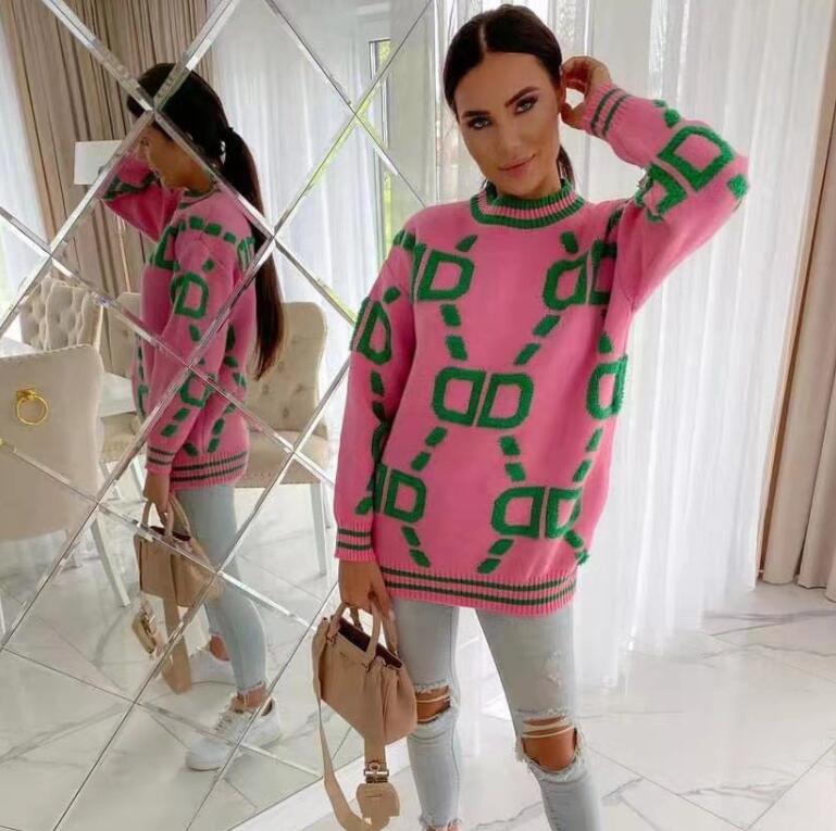 

New Women's designer Sweaters Women Loose Casual Woman Pullover knitted sweater PI, Pink
