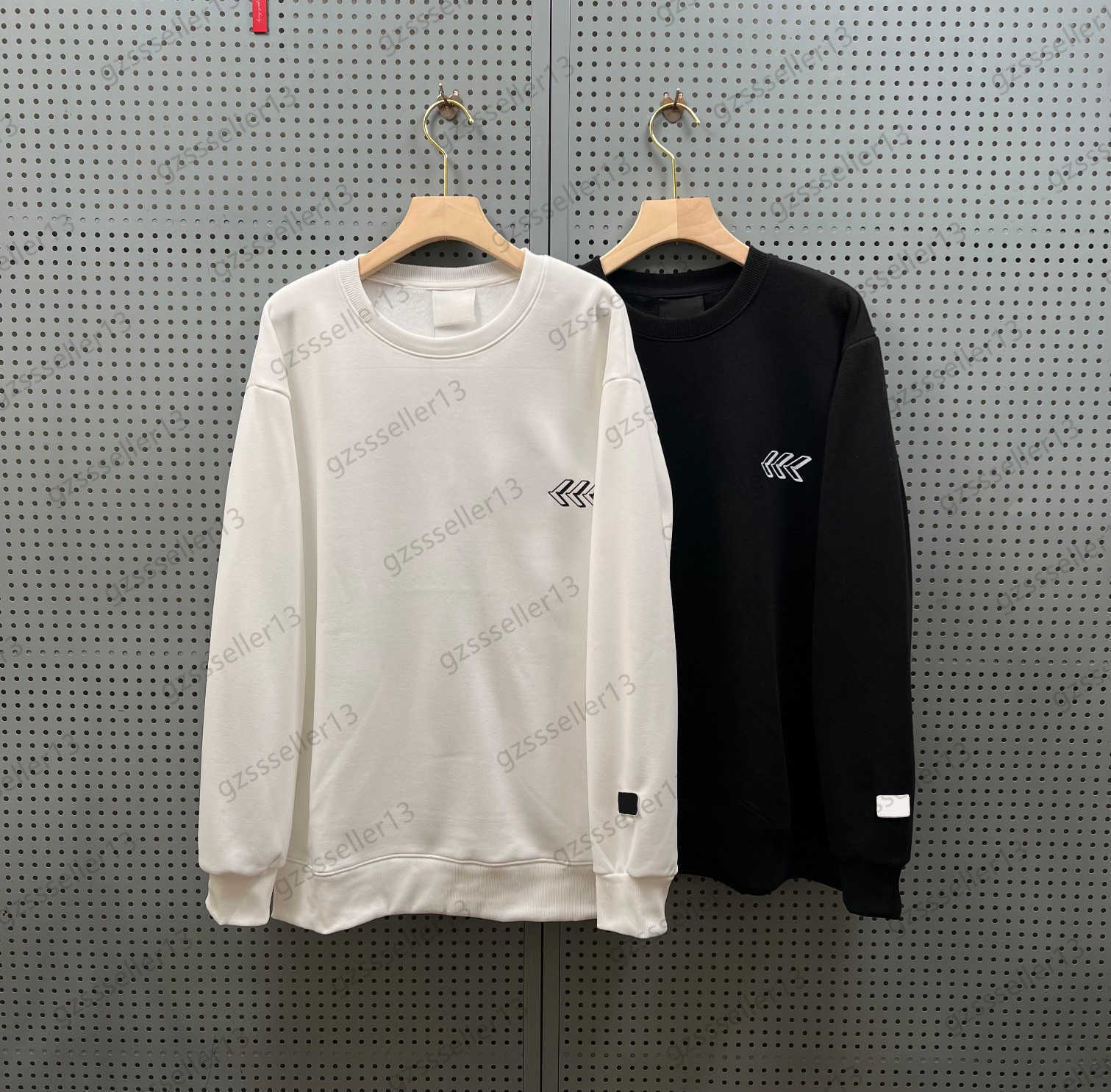 

Womens Hoodless Hoodie Chest Logo Design Simple Generous Round Thread Collar Sweatshirts Pure Cotton Cashmere Fabric Loose Casual Tops Women Clothing 2 Colors, 12