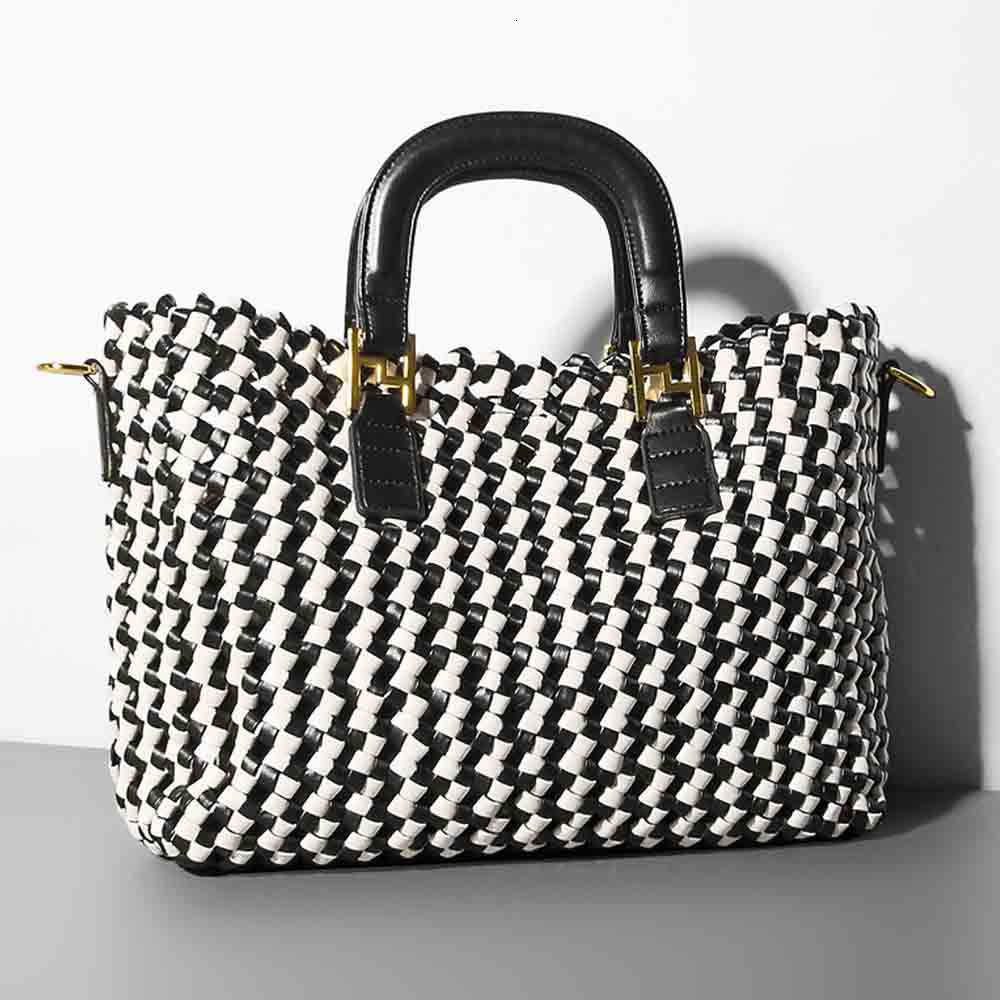 designer bag MS Luxury Designer bags PU Leather Woven Women Tote Knited Handbags and Purse Large Shopper Daily Bag Patchwork Bucekt