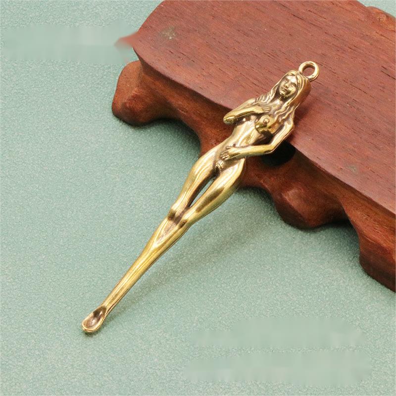 

smoke kit dab tool Small metal snuff bottle smoking nail scoop micro debugging scoop mini medicine 70mm gold