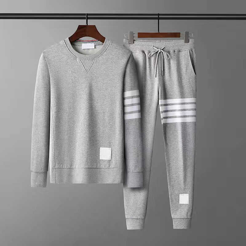 

Autumn winter pure cotton Loopback Jersey Knit Engineered arm stripe thom Sweatshirt Crewneck Pullover brown men's women Sweaters M-5XL, 00