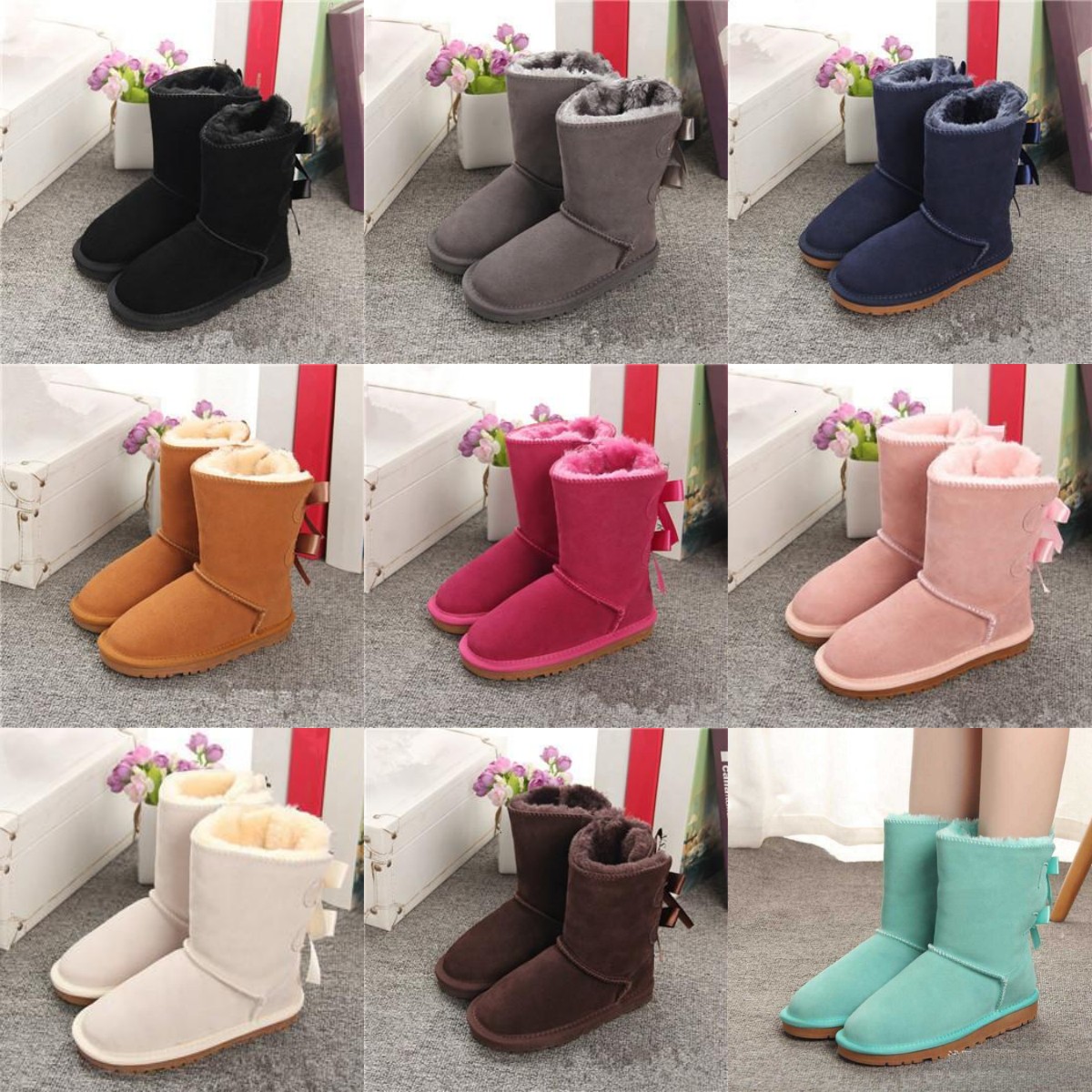 

Australia Classic girls 2 bows ugglies baby boots kids shoes designer kid shoe GS youth Snow boot toddler wggs children infants winter warm snow sneaker size 25-35, Without box