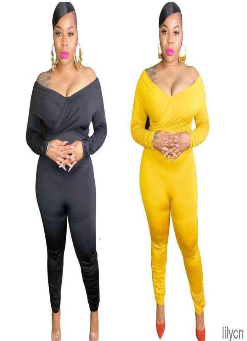 

Women039s Plus Size Jumpsuits Rompers Solid Color Designer Female Slash Neck Skinny Stacked Sexy Ladies JumpsuitsWomen039s8177151, Yellow