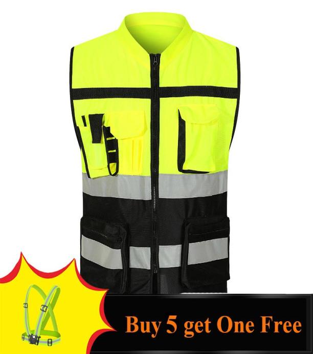 

Racing Jackets High Visibility Security Reflective Vest Pockets Design Outdoor Traffic Safety Cycling WearRacing, Knitted fabric