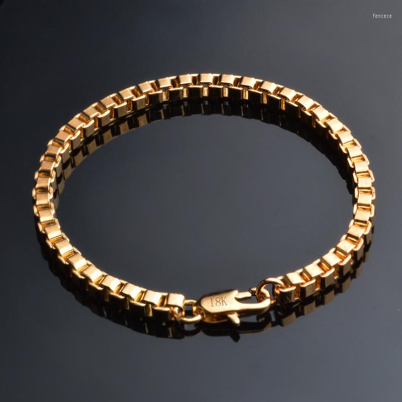 

Link Bracelets Top Quality Gold Color Box Chain Bangle For Women And Men Fashion Unisex Charm Bracelet Jewelry Accessory