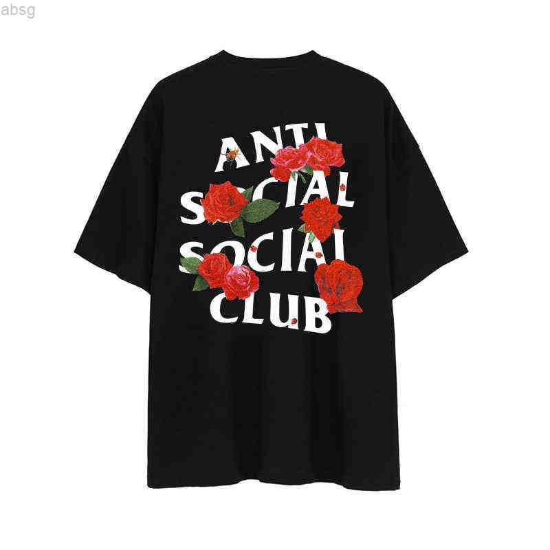 

Trendy Assc t Shirts Rose Co Branded Men' and Women' Short Sleeved Anti Social Club Summer Trend Classic Fashion Couple Leisure, White