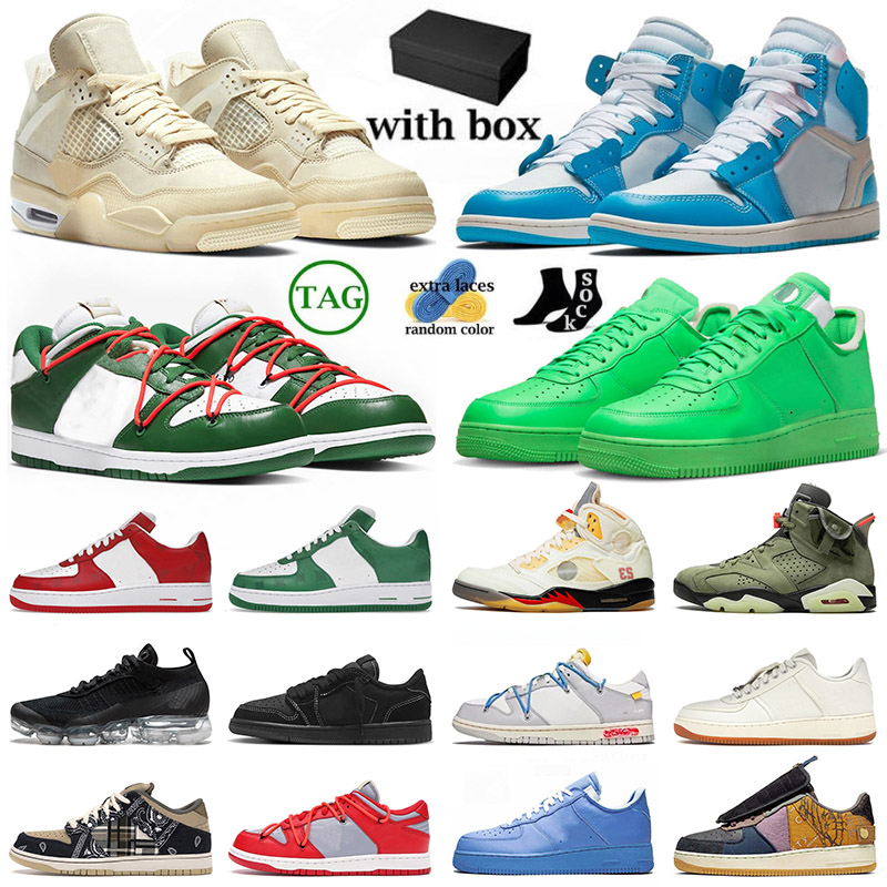 

OW x Jumpman 1 4 Basketballs Shoes With Box Mens Womens Off White High Black Phantom Low Mca Sneakers 6 Black Muslin 5 Fly Knit Flynit Trainers, 40-47 british khaki